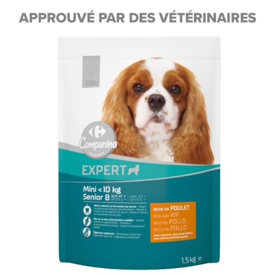 Croquettes Pour Chien Sénior Petit <10kg Poulet CARREFOUR COMPANINO