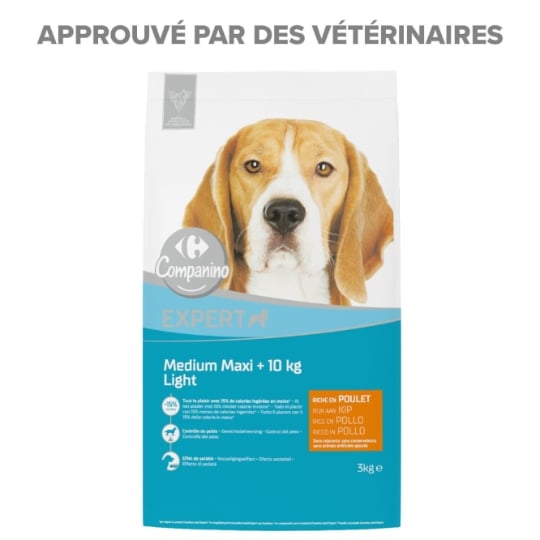 Croquettes Pour Chien Adulte Medium Maxi +10kg Light Poulet Companino CARREFOUR COMPANINO