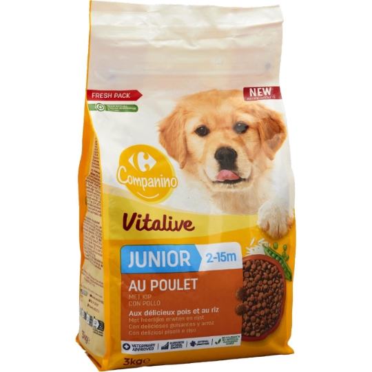 Croquettes pour Chien Junior Poulet Vitalive CARREFOUR COMPANINO