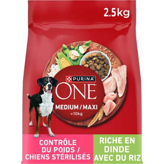 Croquettes Pour Chien Adulte Medium Maxi +10kg Stérilisé Dinde Riz PURINA ONE
