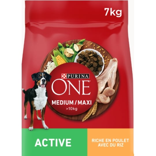 Croquettes Pour Chien Adulte Medium Maxi +10kg Actif Poulet Riz Active PURINA ONE