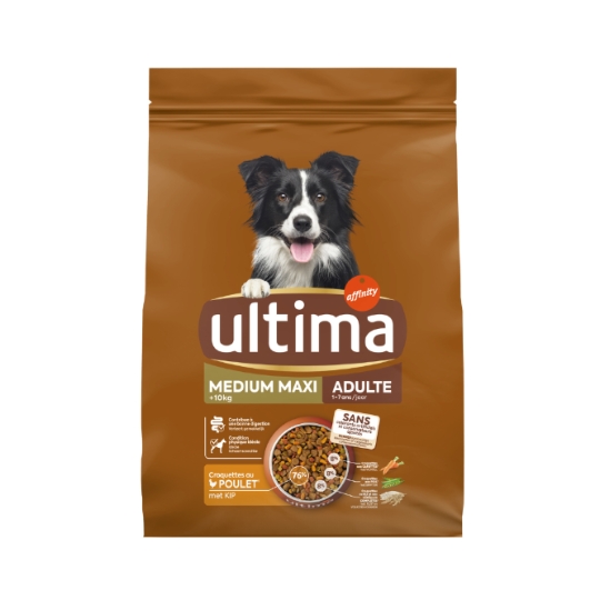 Croquettes Pour Chien Adulte Medium Maxi +10kg Digestion Facile Poulet ULTIMA