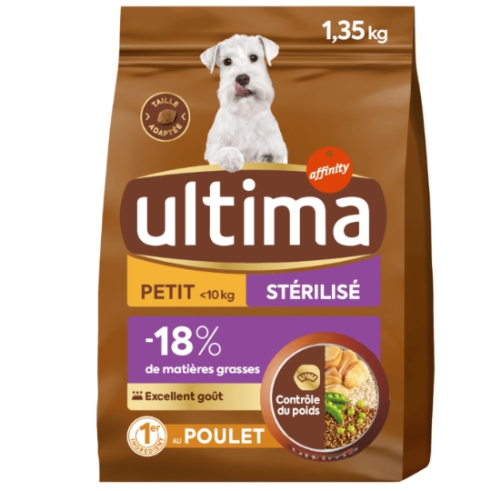 Croquettes Pour Chien Adulte Petit <10kg Stérilisé Poulet ULTIMA