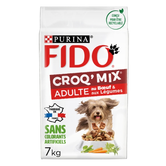 Croquettes Pour Chien Adulte Boeuf Légumes Croq' Mix FIDO