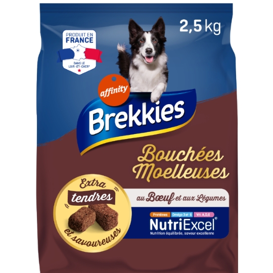 Croquettes pour Chien Adulte Bouchées Moelleuses Bœuf et Légumes Affinity BREKKIES