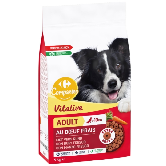 Vitalive - Croquettes Pour Chien Adulte Medium +10kg Boeuf  digestion optimale COMPANINO