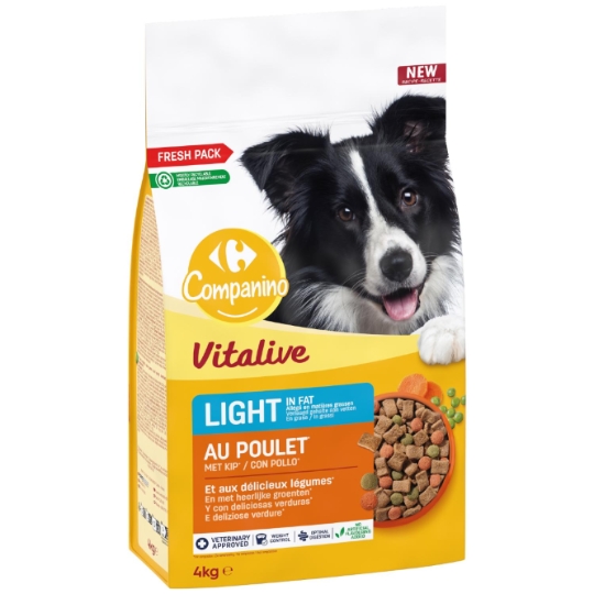 Croquettes pour chiens allégé en matières grasses, au poulet et sans arômes artificiels ajoutés COMPANINO