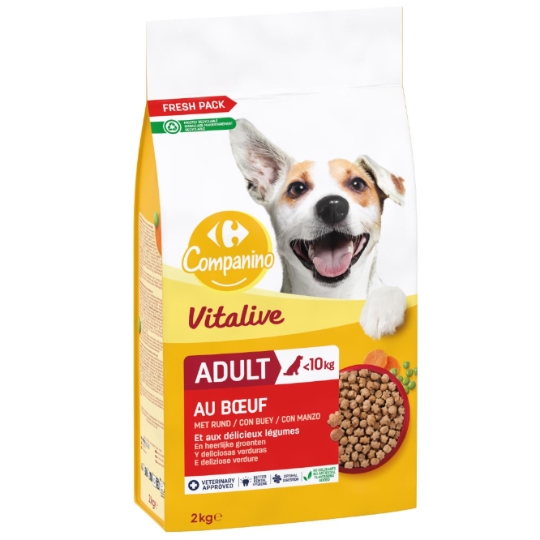 Croquettes Pour Chien Adulte Petit <10kg Hygiène Dentaire Digestion Optimale Bœuf Légumes Vitalive COMPANINO