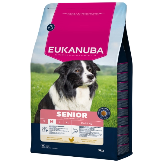 Croquettes pour Chien Senior Medium 10-25kg Digestion Saine Poulet EUKANUBA