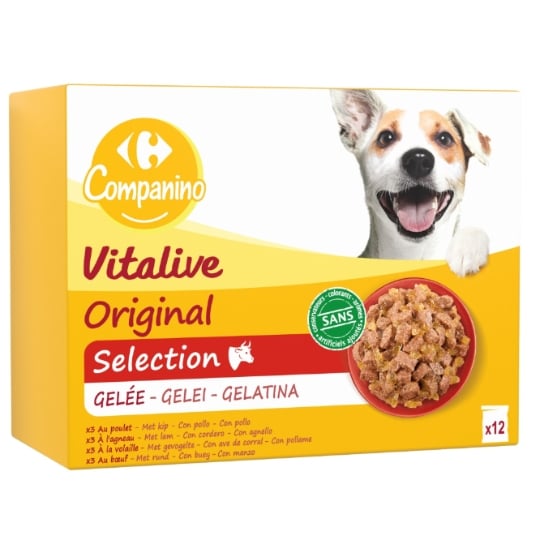 Pâtée Pour Chien Adulte Gelée Agneau Boeuf Poulet Volailles Vitalive CARREFOUR COMPANINO