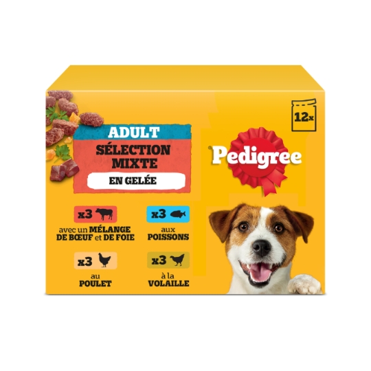 Pâtée Pour Chien Adulte Gelée Poulet Boeuf Agneau Volaille Vital Protection PEDIGREE