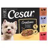 Pâtée Pour Chien Adulte Bouchée En Sauce Boeuf Poulet Agneau Dinde CESAR