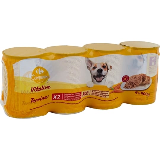 Pâtée Pour Chien Adulte Boeuf Poulet Légumes CARREFOUR COMPANINO