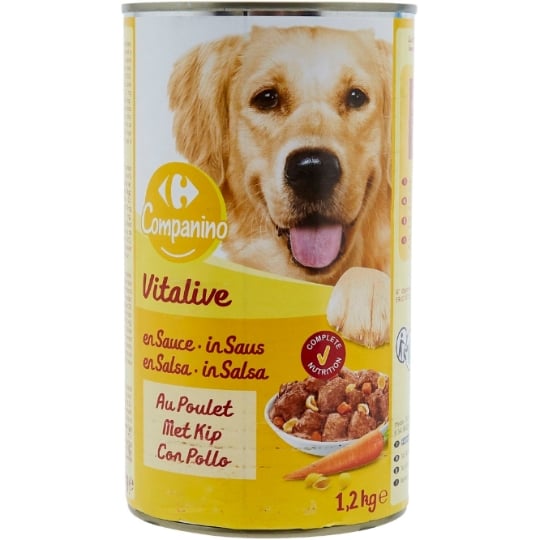Pâtée Pour Chien Adulte En Sauce Poulet Carotte Pâtes CARREFOUR COMPANINO