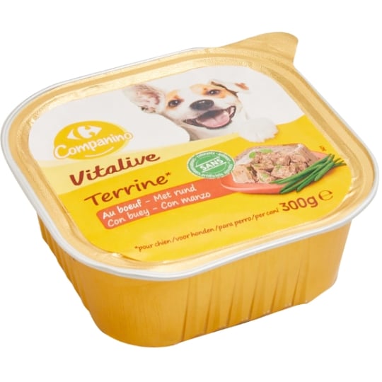 Pâtée pour Chien en Terrine Boeuf Vitalive CARREFOUR COMPANINO