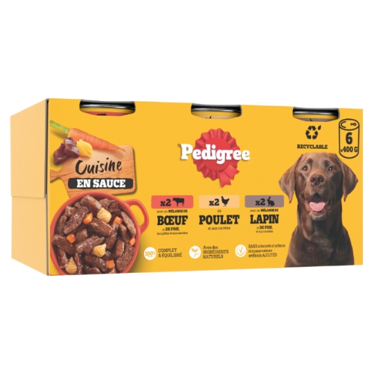 Pâtée Pour Chien Adulte En Sauce Boeuf Agneau Lapin Volaille PEDIGREE