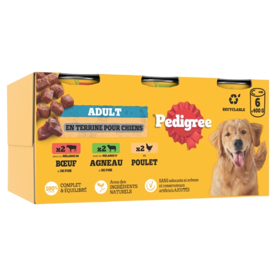 Pâtée Pour Chien Adulte Terrine Boeuf Poulet Agneau PEDIGREE