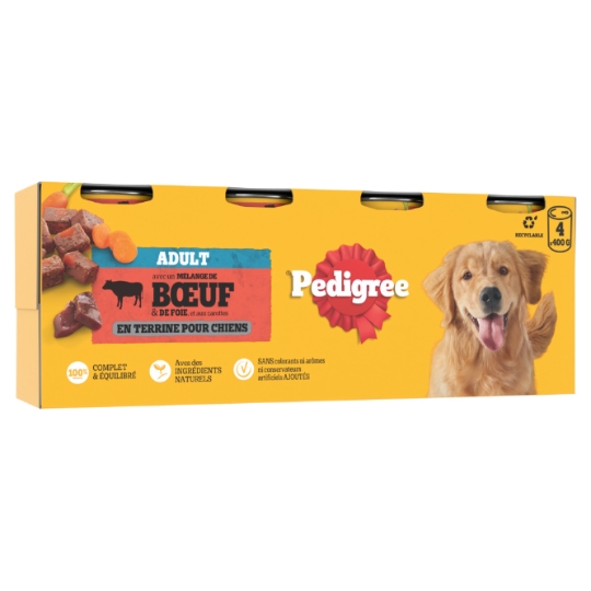 Pâtée Pour Chien Adulte Terrine Boeuf Carottes PEDIGREE