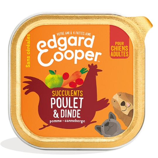 Pâtée Pour Chien Adulte Sans Céréales Poulet Dinde EDGAR & COOPER