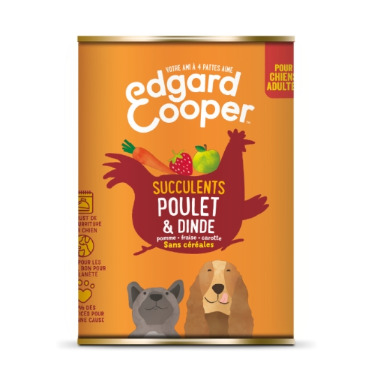 Pâtée Pour Chien Adulte Sans Céréales Poulet Dinde Succulents EDGAR & COOPER