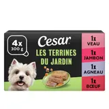 Pâtée Pour Chien Adulte En terrine Veau Jambon Agneau Boeuf CESAR