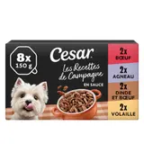 Pâtée Pour Chien Adulte Volaille Boeuf Dinde Agneau Sauce Recettes De Campagne CESAR