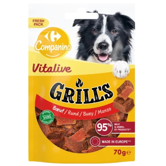 Friandises pour Chien Adulte Grills Bœuf Vitalive CARREFOUR COMPANINO