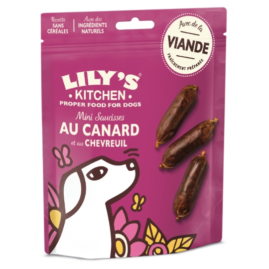 Friandises pour Chien Mini saucisses Canard Chevreuil Sans céréales LILY'S KITCHEN