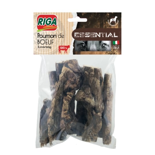 Friandises Pour Chien Adulte Petit Moyen et Grand au Poumon de Boeuf Essential RIGA