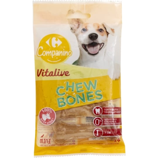 Os à Mâcher pour Mini Chien Hygiène Dentaire Goût Bœuf CARREFOUR COMPANINO