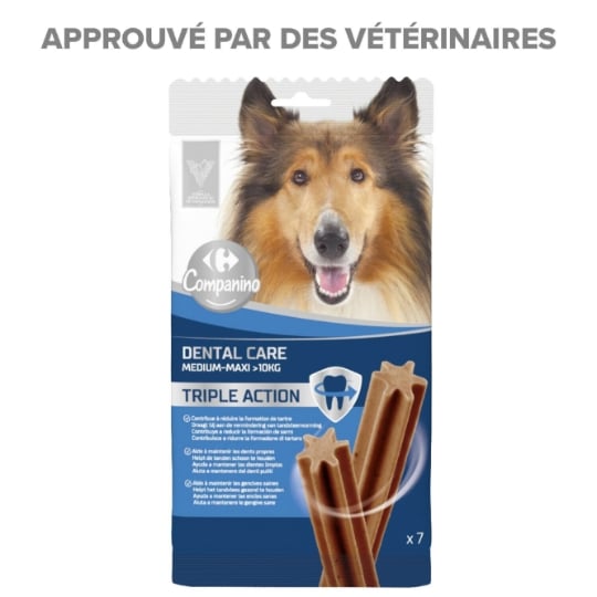 Friandises Pour Chien Medium +10kg Hygiène Bucco Dentaire Dental Care CARREFOUR COMPANINO