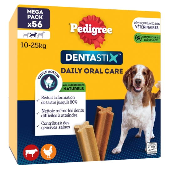 Os à Mâcher Pour Chien Moyen +10kg Hygiène Bucco Dentaire Dentastix PEDIGREE