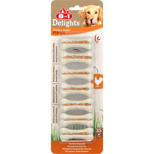 Friandises pour Chien à Mâcher Petit <10kg Fourrés Poulet Delights 8IN1