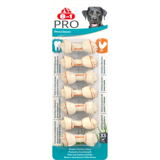Friandises à Mâcher pour Chien Petit <10kg Hygiène Bucco Dentaire Poulet Dental Delights 8IN1