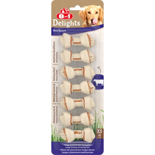 Friandises Os à Mâcher pour Chien Petit <5kg  Bœuf Delights 8IN1