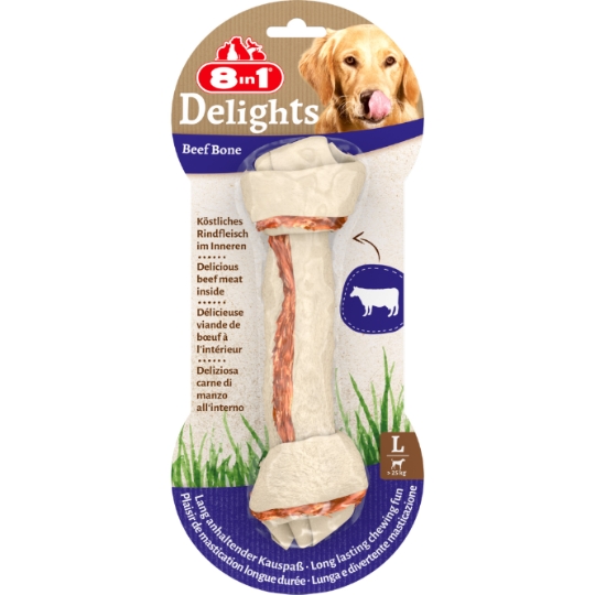 Friandises Os à Mâcher pour Chien Grand >25kg  Bœuf Delights 8IN1