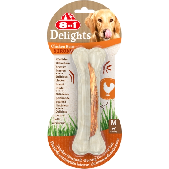 Friandises Os à Mâcher pour Chien Moyen 10-25kg  Volaille Delights 8IN1