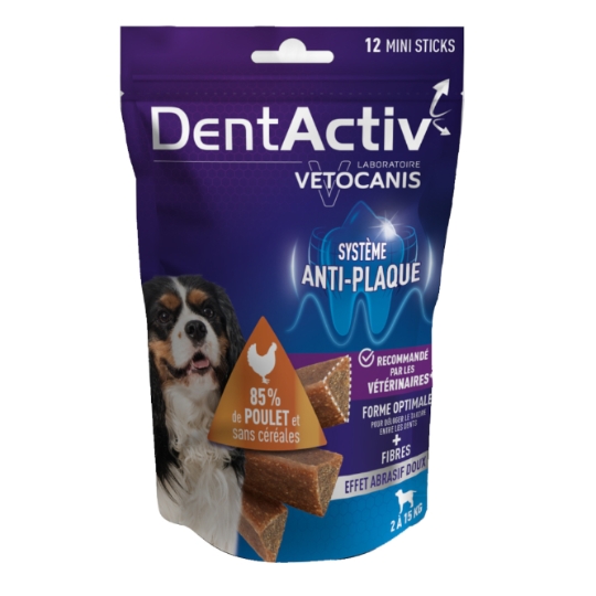 Friandises Pour Chien Adulte Petit <10kg Hygiène Bucco Dentaire Poulet Dentactiv VETOCANIS