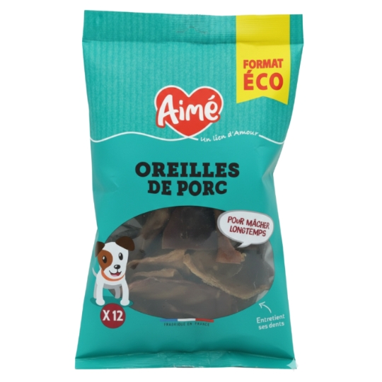 Friandises Pour Chien Adulte Naturelles Oreilles De Porc AIME