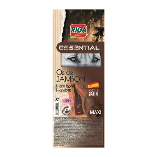 Friandises Os à Mâcher pour Chien Grand +25kg Jambon Essential RIGA