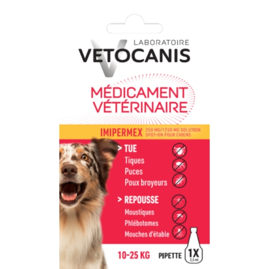 Antiparasitaire Pipette pour Chien Moyen 10-25kg VETOCANIS