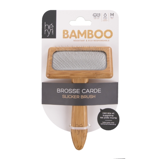 Brosse Carde Bamboo Chien et Chat Taille M HERY LABO