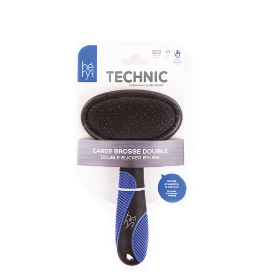 Carde Brosse Double Technic Taille M Chien et Chat HERY LABO