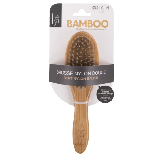Brosse Nylon Douce Bamboo Chien Chat Taille M HERY LABO