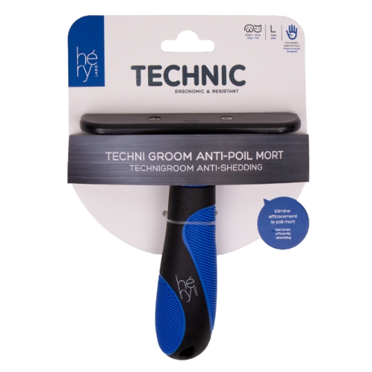 Brosse Anti-Poil Mort Techni Groom Technic Taille L Chien et Chat HERY LABO
