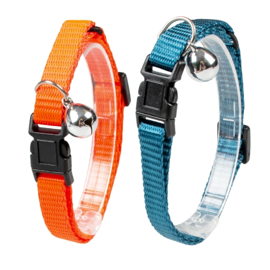 Collier pour Chats Uni 3 en Nylon 18-30cm / 10mm Bleu/Rose DUVOPLUS