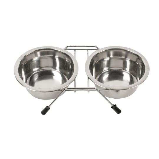 Gamelle Pour Chien Double Surélevée Antidérapant Inox D16cm DUVO+