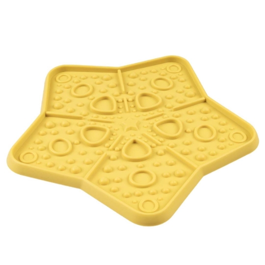 Tapis à Lécher Etoile Jaune en Silicone 19x17.5x1cm DUVOPLUS