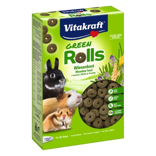 Friandise Grignoterolles Pour Rongeurs Luzerne Riche en Fibres 3 Céréales Green Rolls VITAKRAFT