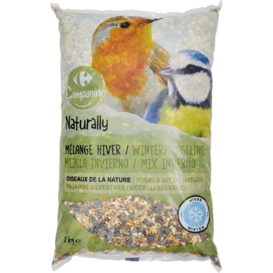 Aliment Mélange Hiver Pour Oiseaux De La Nature Enrichi En Graisse Végétale Et Brisures De Maïs CARREFOUR COMPANINO